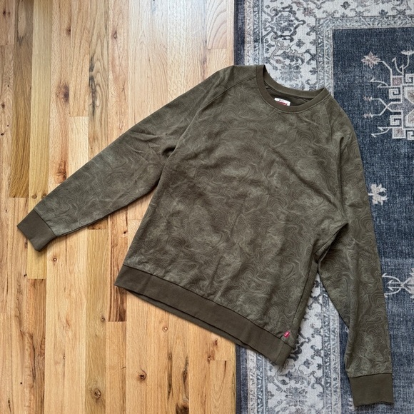 Levi's Men's Graphic Topo Map Green Pullover Sweatshirt Large - Picture 1 of 5